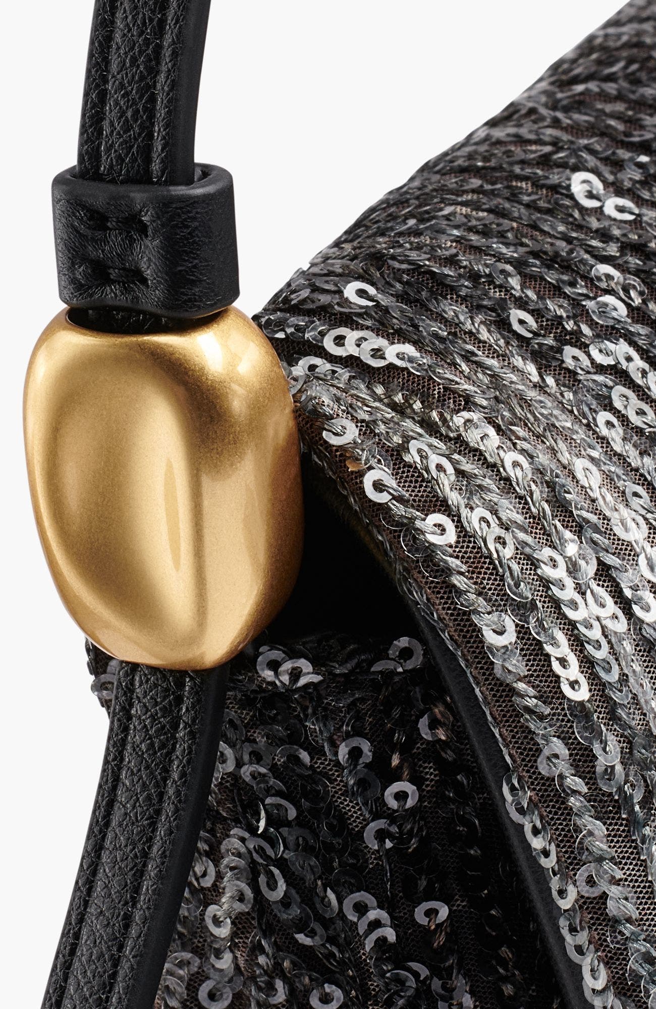 Velvet Flap Shoulder Bag, Alternate, color, Black/Gold