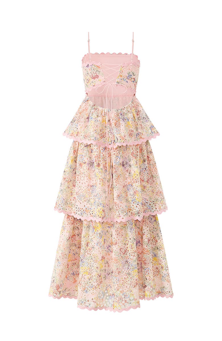 Marlo Kids Alanna Frill Embroidered Maxi Dress, Alternate, color, Multi