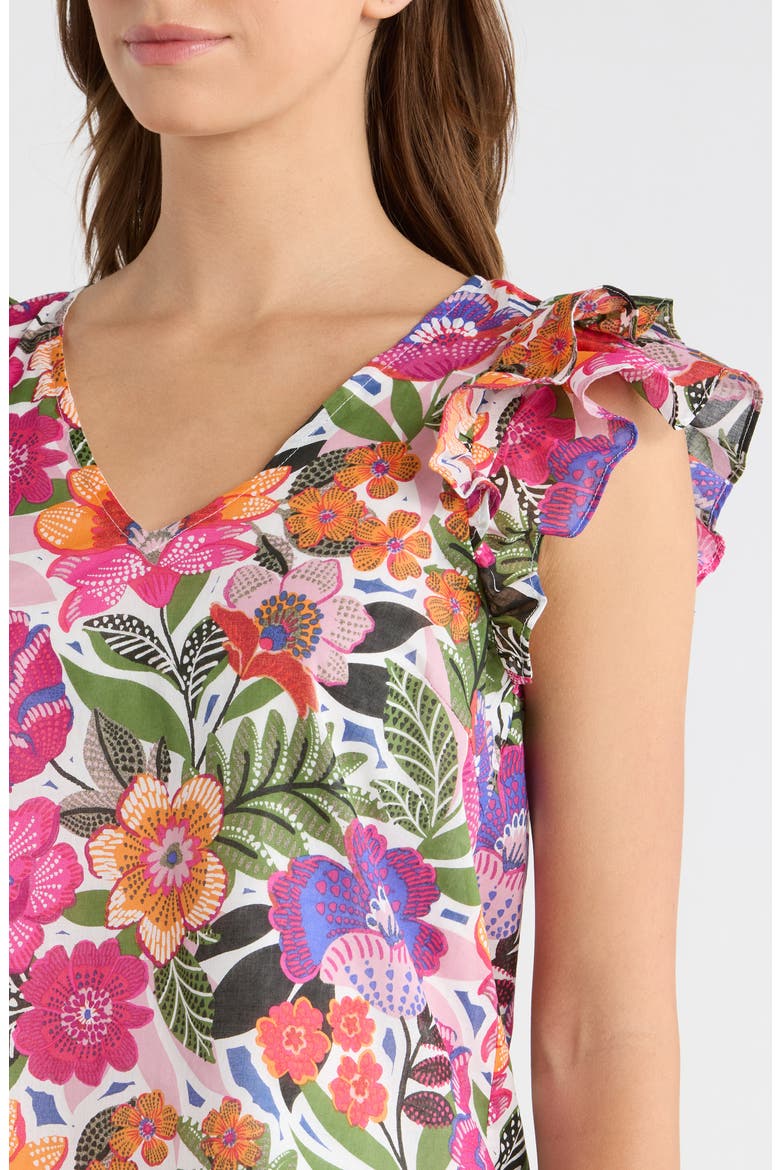 Rendal Floral Tiffy Ruffle Cotton Top, Alternate, color, FLORAL-MULTI