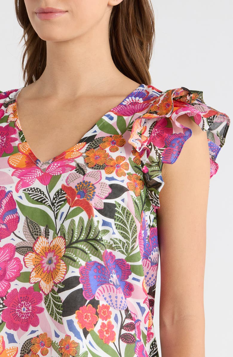 SUGARLIPS Rendal Floral Tiffy Ruffle Cotton Top, Alternate, color, Floral-Multi