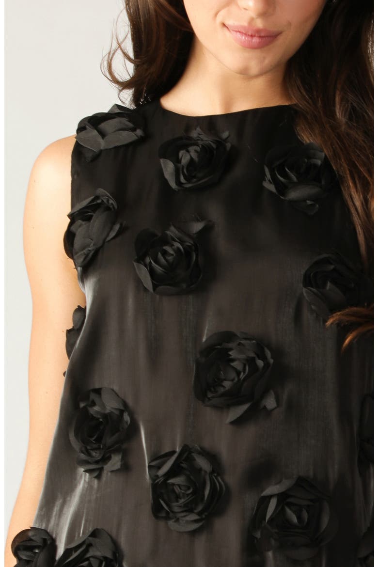 Rosette Appliqué Minidress, Alternate, color, BLACK