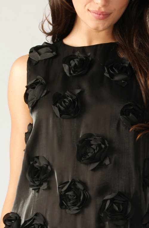 Flying Tomato Rosette Appliqué Minidress In Black