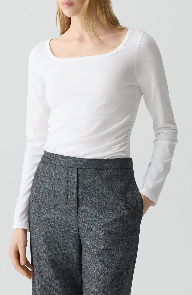 Theory Organic Pima Cotton Long Sleeve T-Shirt, Alternate, color, White