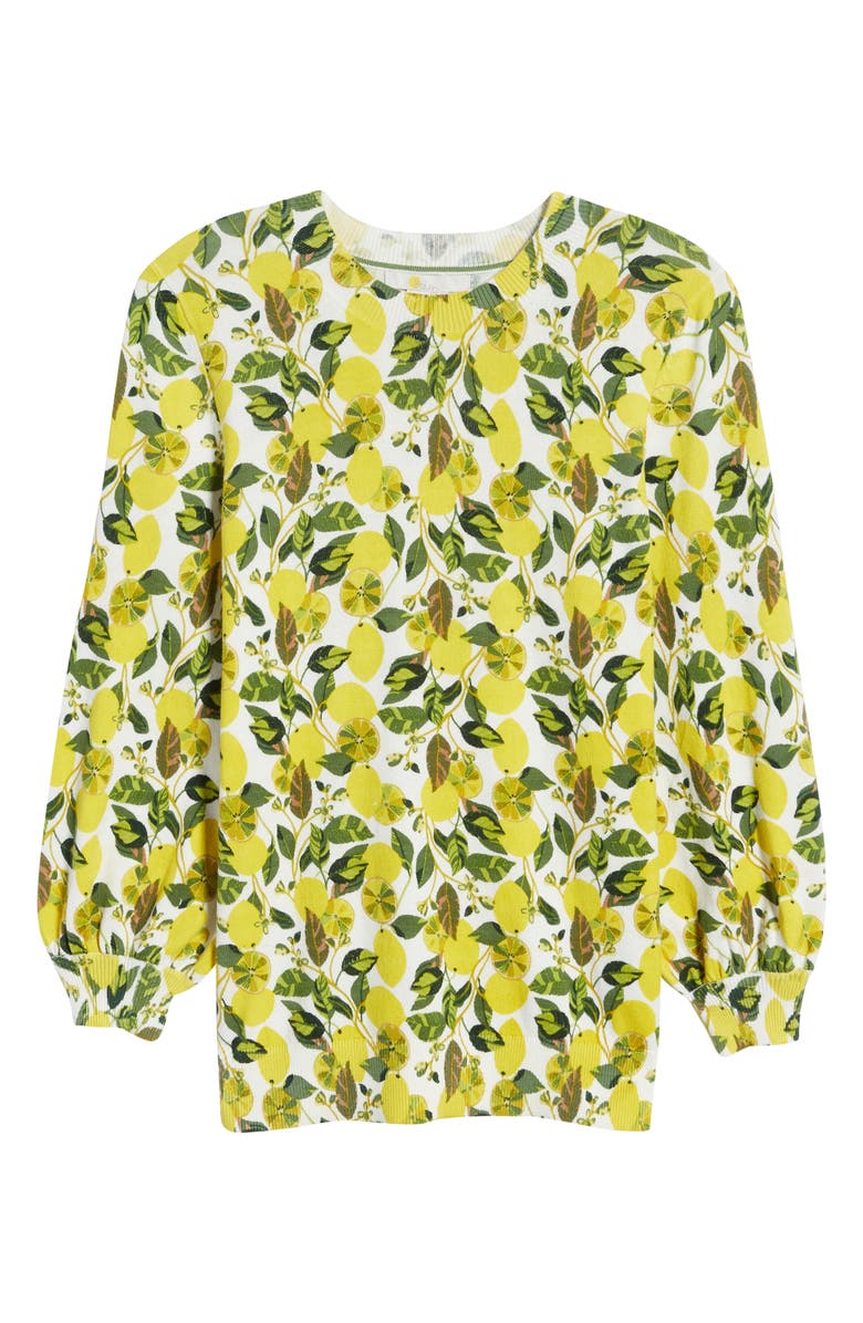 Boden Lemon Print Cotton Crewneck Sweater, Alternate, color, 