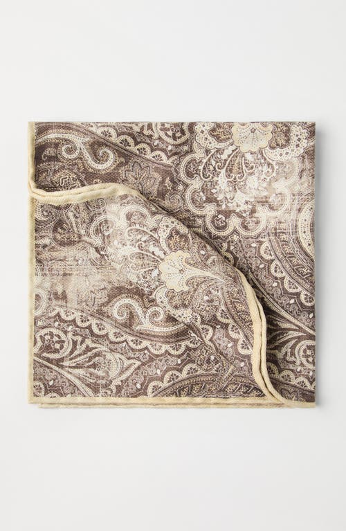 Brunello Cucinelli Double Face Silk Pocket Square In Bark