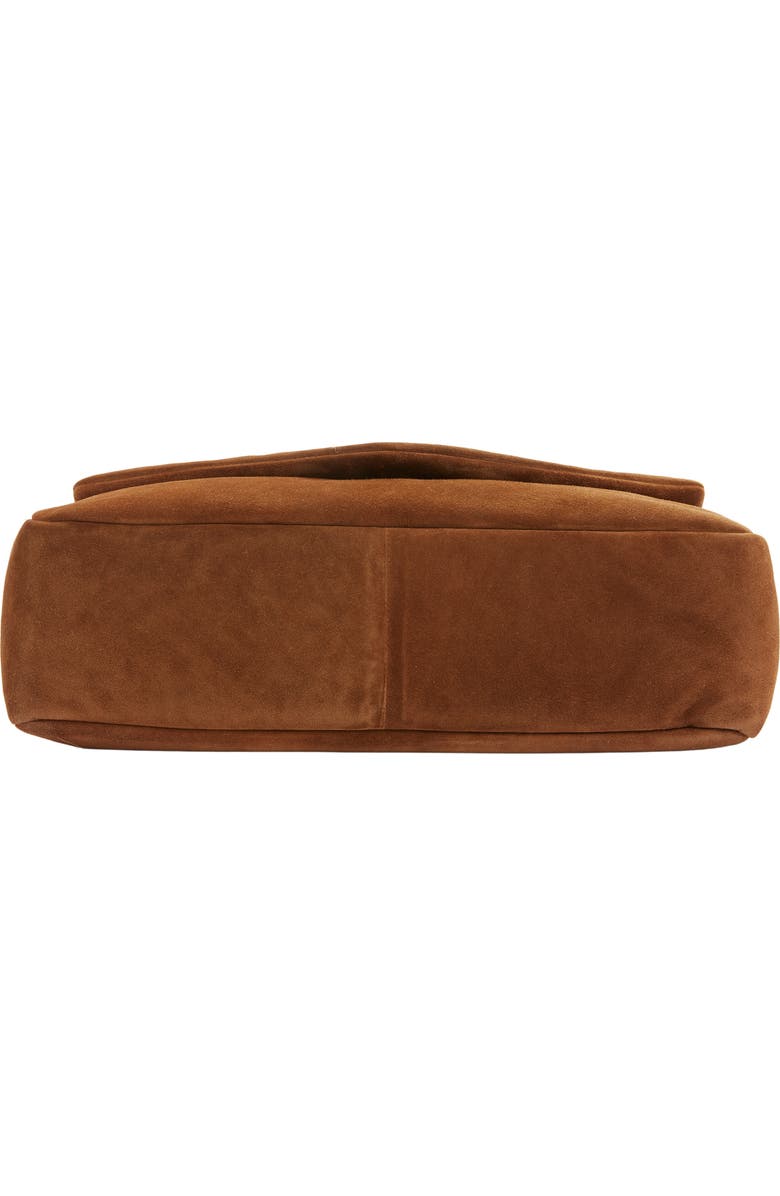 Saint Laurent Large Calypso Suede Shoulder Bag, Alternate, color, Caramel Cognac