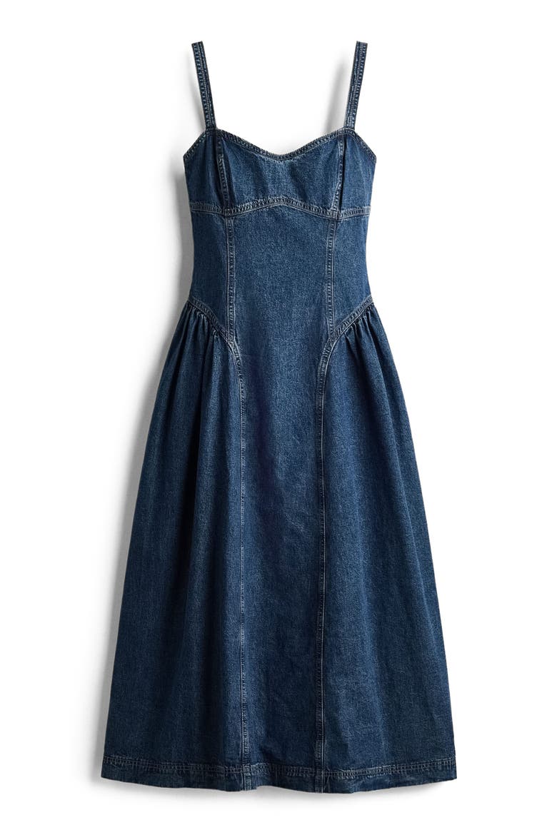 Flared-skirt Denim Dress, Alternate, color, Denim blue