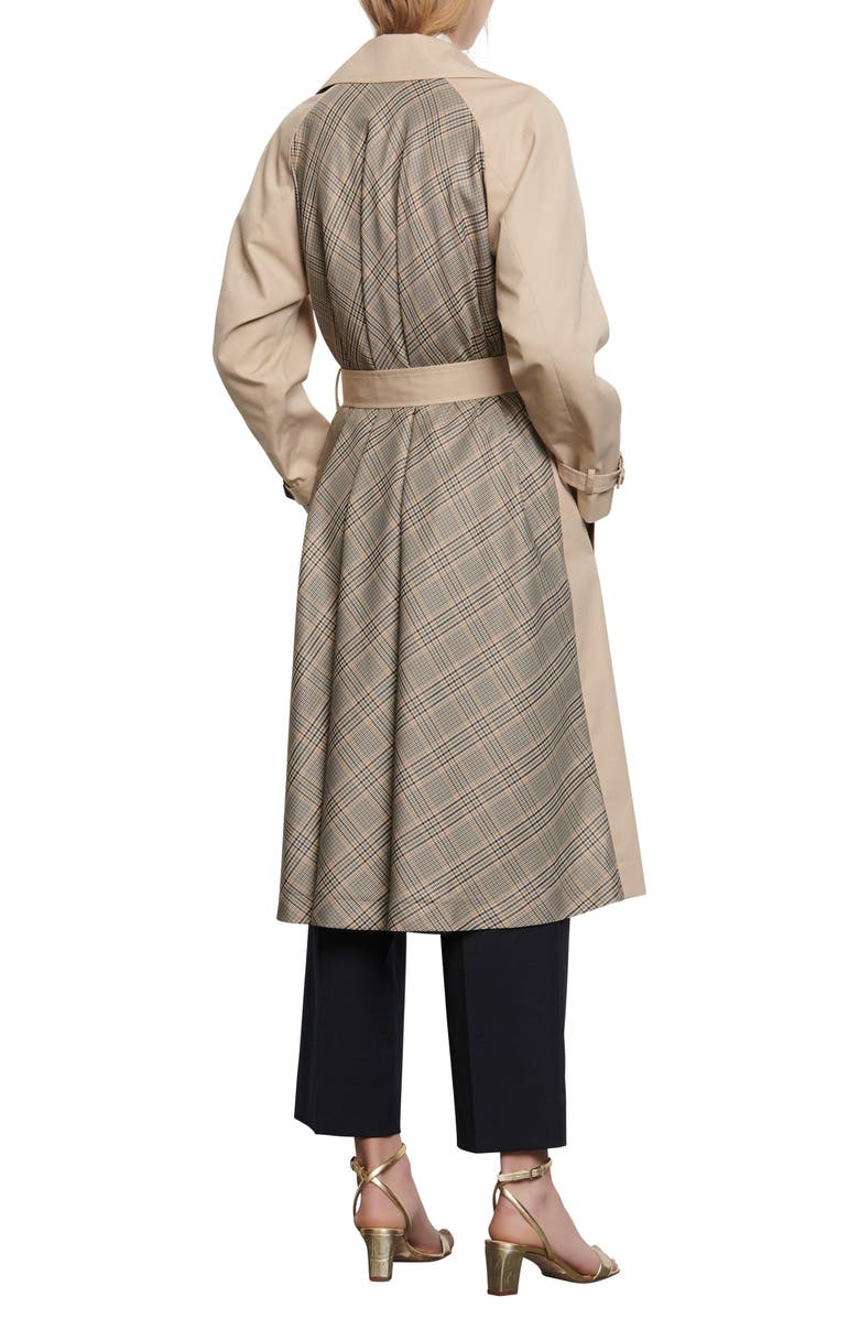 SANDRO Victory Plaid Back Cotton Trench Coat, Alternate, color, 