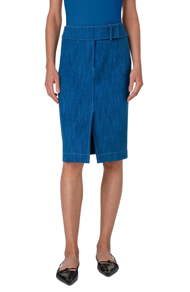 Akris punto Denim Pencil Skirt, Main, color, 