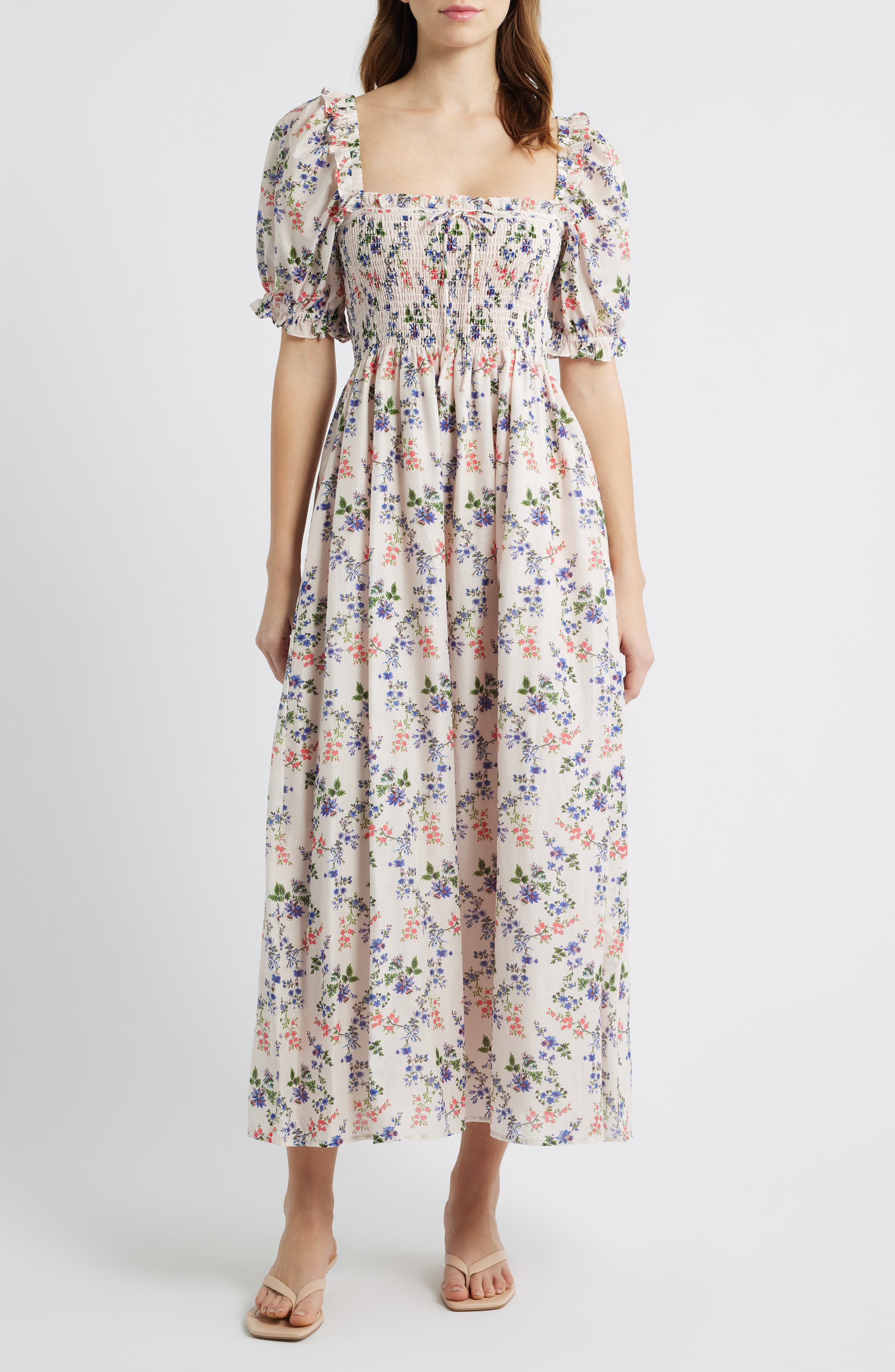 Hill House Home The Scarlett Smocked Midi Dress (Women) | Nordstrom
