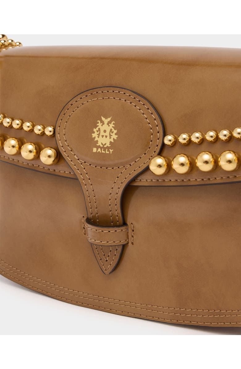 Bally Beckett Small Shoulder Bag in Brushed Leather With Studs, Alternate, color, Natural