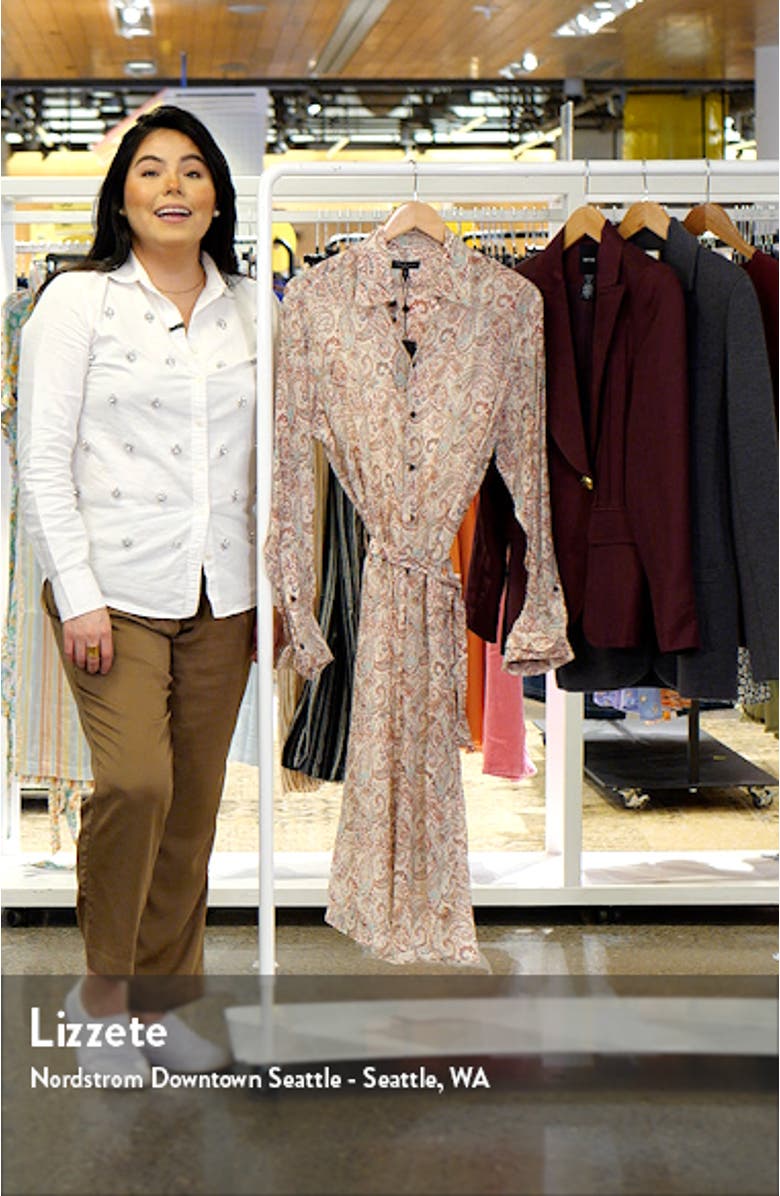 Leona Paisley Long Sleeve Sheer Silk Blend Shirtdress, sales video thumbnail