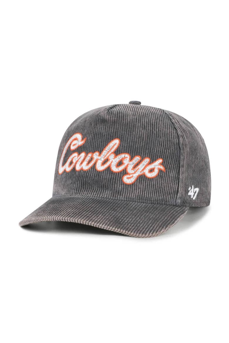 Men's '47  Gray Oklahoma State Cowboys Reclaim Snow Wash Corduroy Hitch Adjustable Hat, Main, color, Gray
