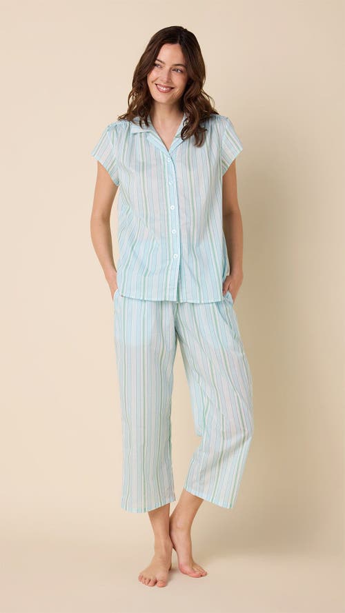 The Cat's Pajamas Lightweight Cropped Pajama Set In Blue