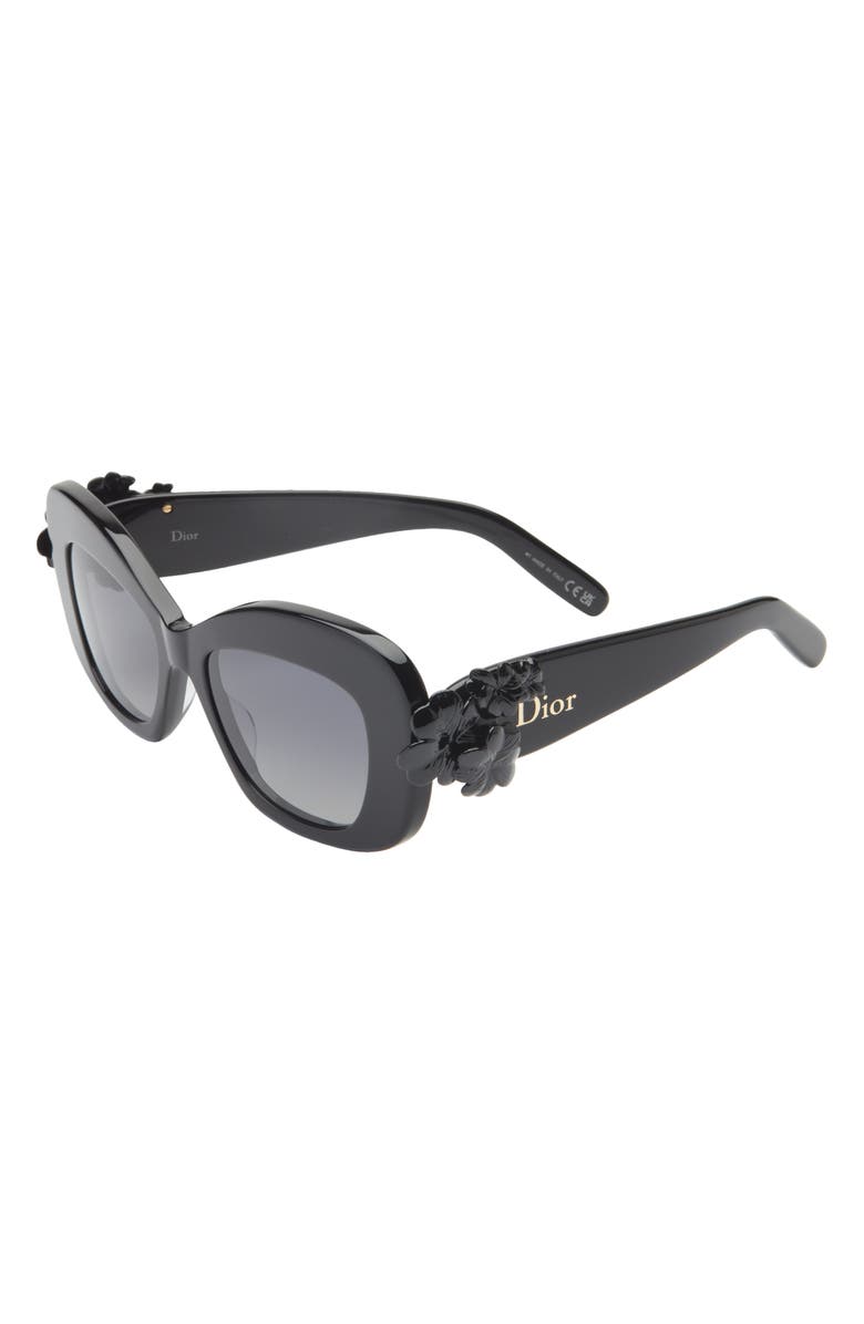 DIOR Clover S3I 51mm Gradient Butterfly Sunglasses, Alternate, color, Shiny Black / Gradient Smoke