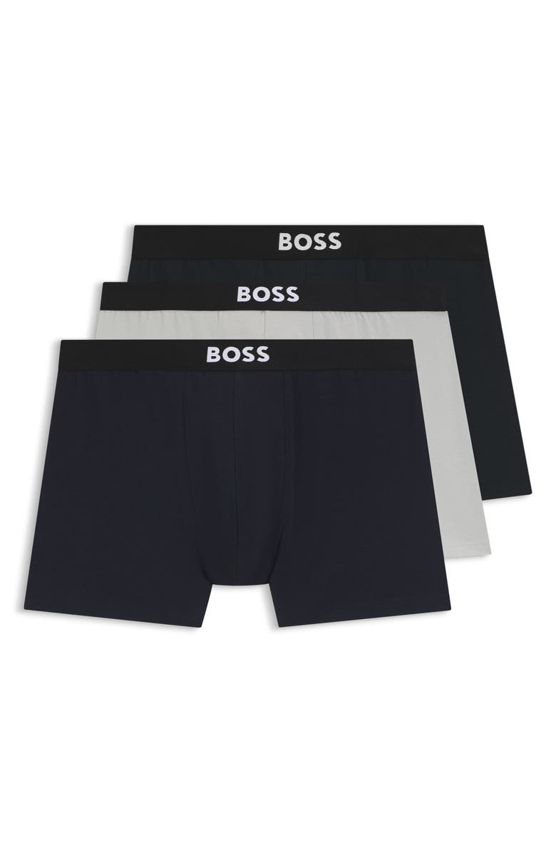 BOSS Assorted 3-Pack Power Stretch Cotton Boxer Briefs, Main, color, Black Multi