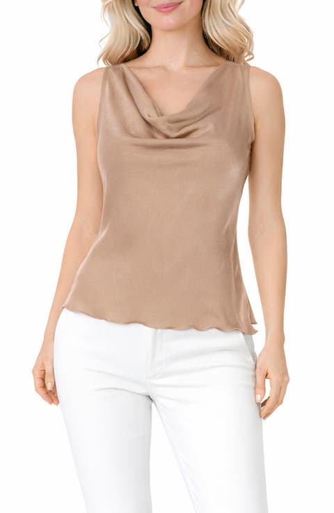 Cowl Neck Sateen Tank