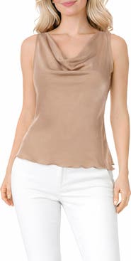 TASH AND SOPHIE Cowl Neck Sateen Tank