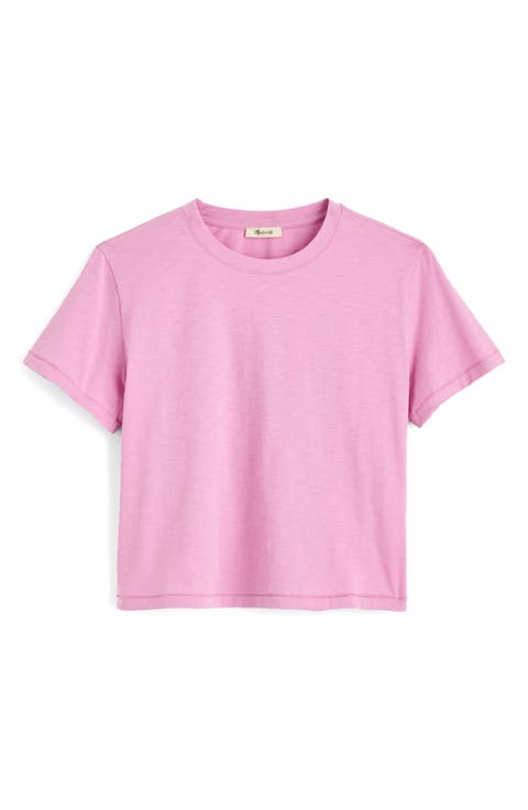 Boxy Crop Cotton Slub T-Shirt