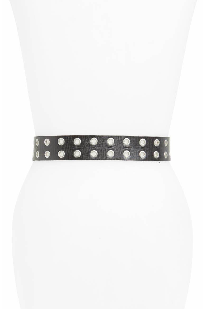 Double Prong Belt, Alternate, color, BLACK/DULL NICKEL