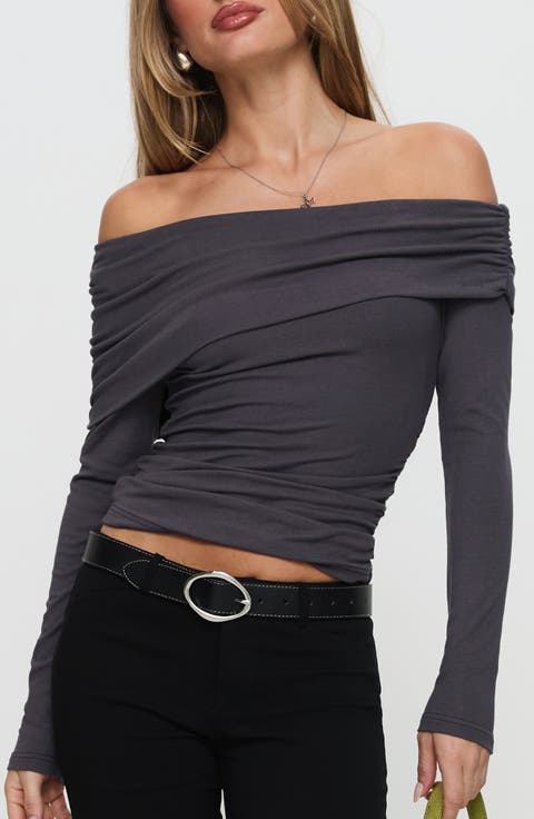 Women's Grey Off the Shoulder Tops | Nordstrom