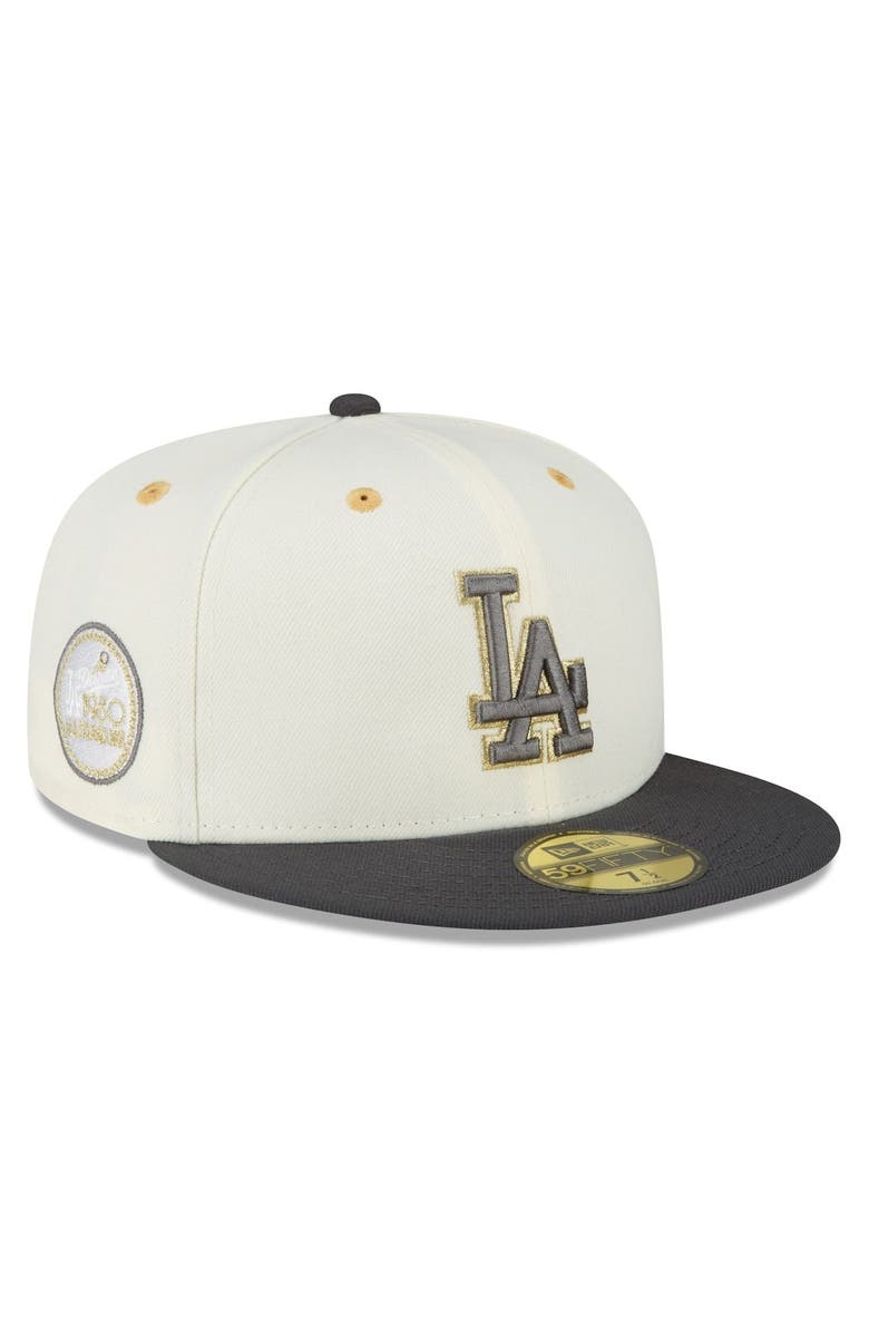 New Era Men's New Era White/Charcoal Los Angeles Dodgers 1980 MLB All-Star Game Chrome 59FIFTY Fitted Hat, Main, color, 