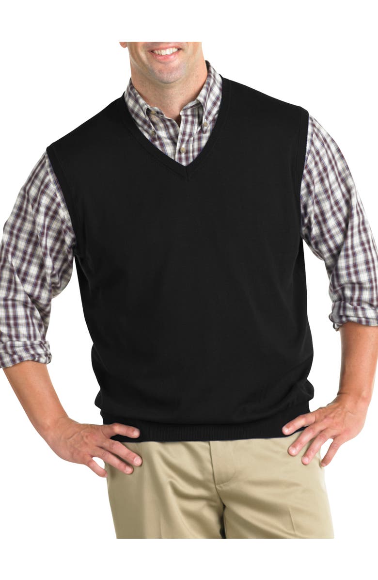 Harbor Bay by DXL Big & Tall V-Neck Sweater Vest, Main, color, Black
