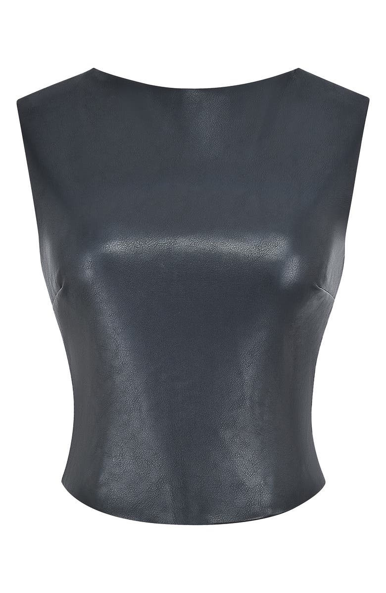 Mistress Rocks Backless Sleeveless Faux Leather Crop Top, Alternate, color,