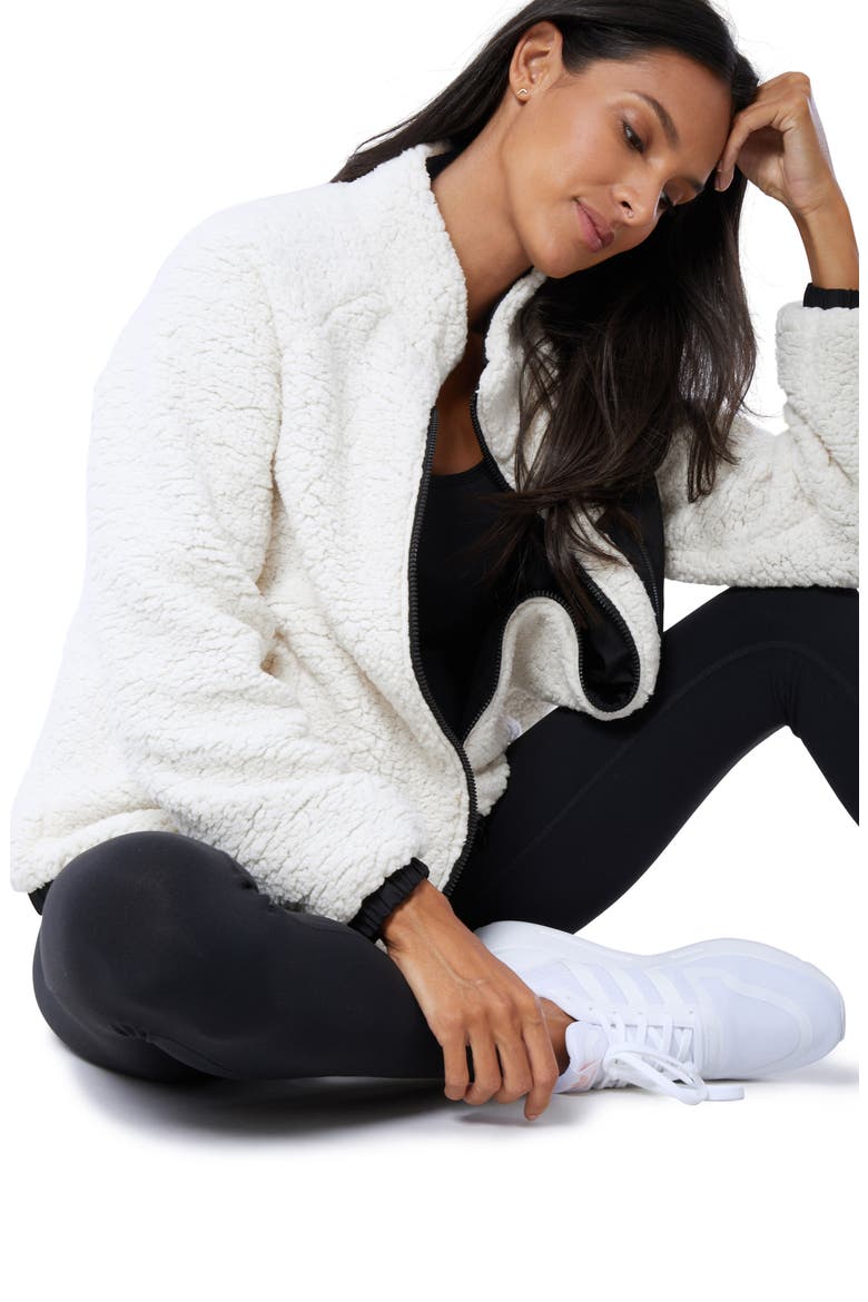 Ingrid & Isabel® Reversible Faux Shearling Maternity Jacket, Alternate, color, NATURAL BLACK