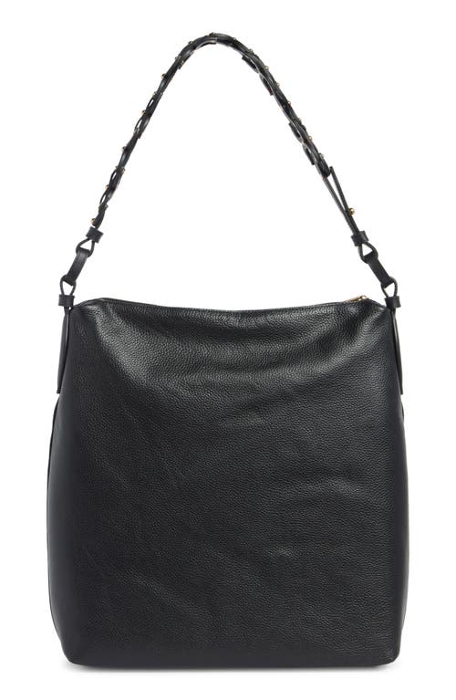 Sam Edelman Bay Chain Link Pebbled Leather Hobo Bag In Black