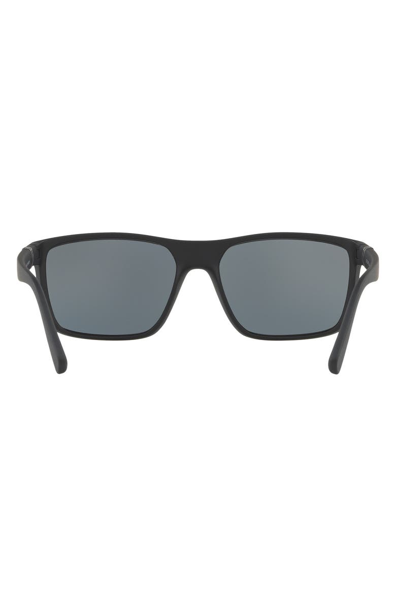 Polo Ralph Lauren 59mm Polarized Rectangular Sunglasses, Alternate, color, Matte Black / Polar Grey