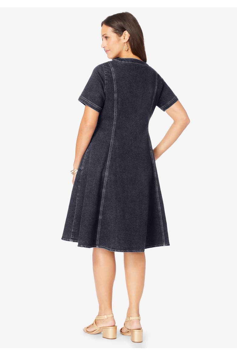 Button Front Denim Dress, Alternate, color, INDIGO