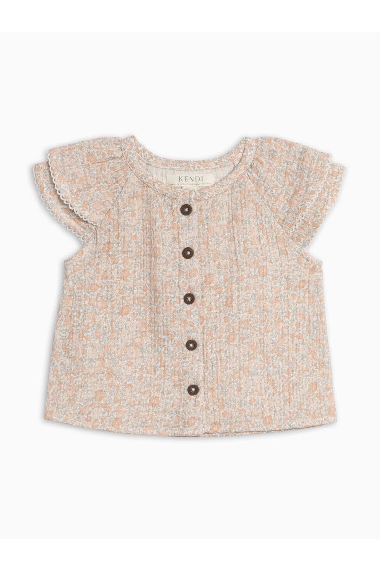 Organic Nelly Muslin Ruffle Sleeve Top, Alternate, color, Belmont Floral