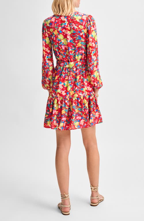 Isaac Mizrahi New York Floral Print Tie Waist Long Sleeve Minidress
