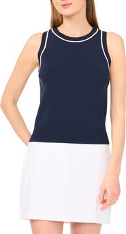 Halogen® Stripe Trim Sweater Tank