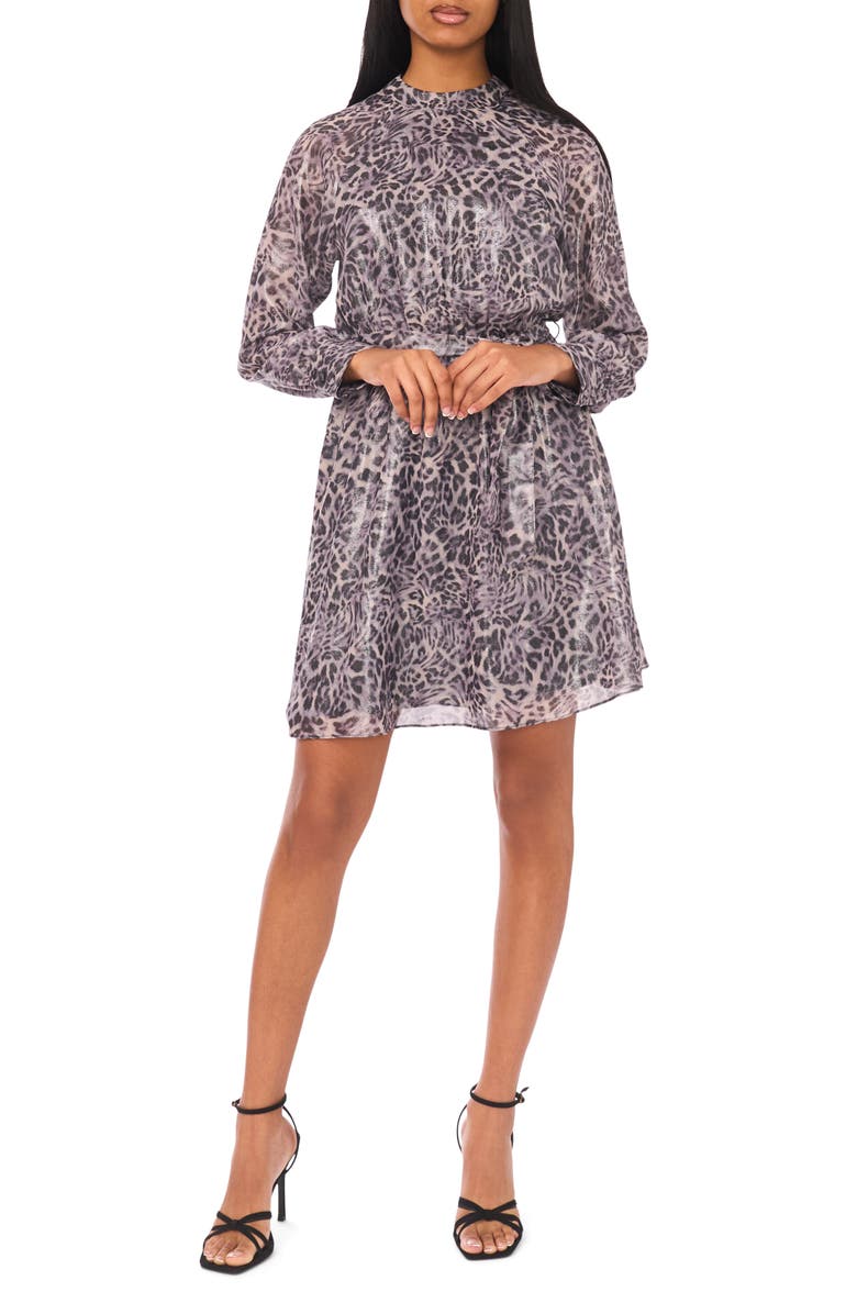 Halogen<sup>®</sup> Tie Waist Long Sleeve Dress, Main, color, Graphite Silver