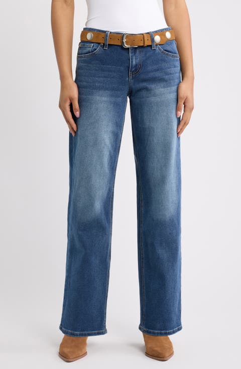 Britney Belt Low Rise Wide Leg Jeans