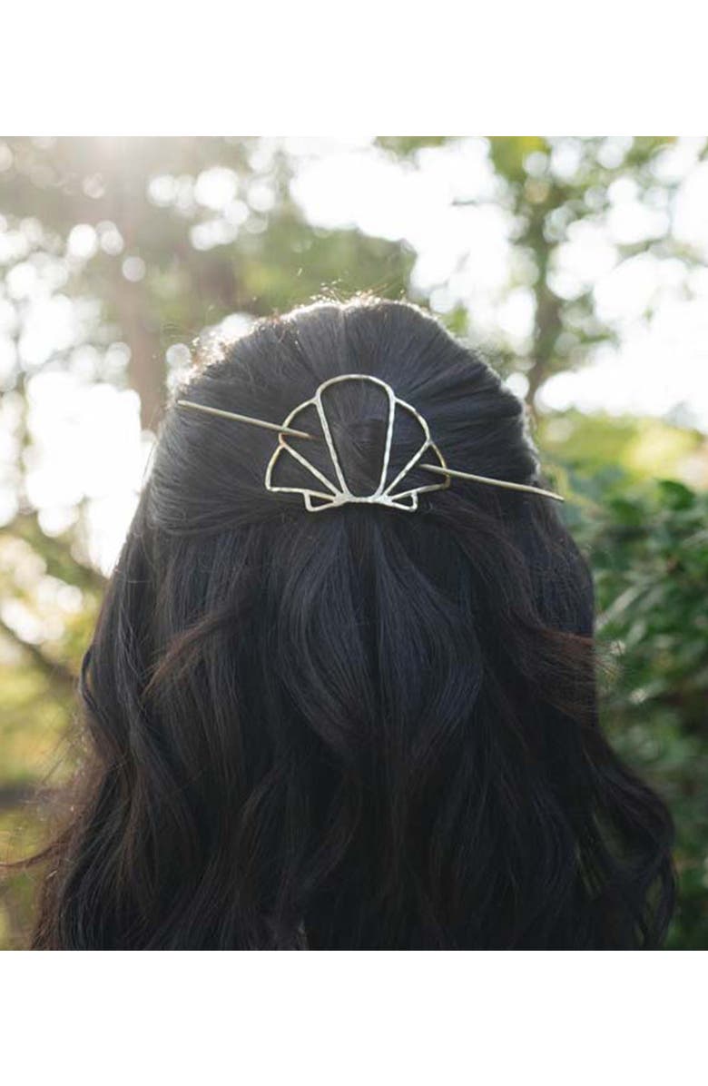 Matr Boomie Arnava Shell Hair Pin - Slide With Stick, Alternate, color, Metallic Gold