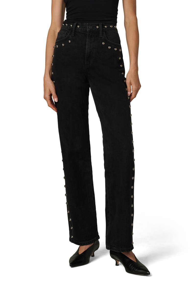 The Margot Embellished Studded High Waist Straight Leg Jeans, Main, color, CHIC SHADOW