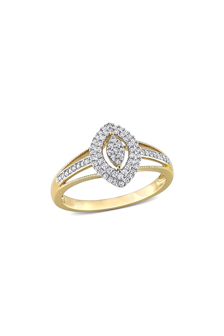 Pavé Diamond Double Halo Marquise Ring - 0.25ct., Main, color, WHITE