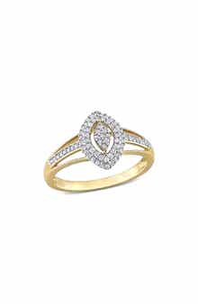 DELMAR Pavé Diamond Double Halo Marquise Ring - 0.25ct.