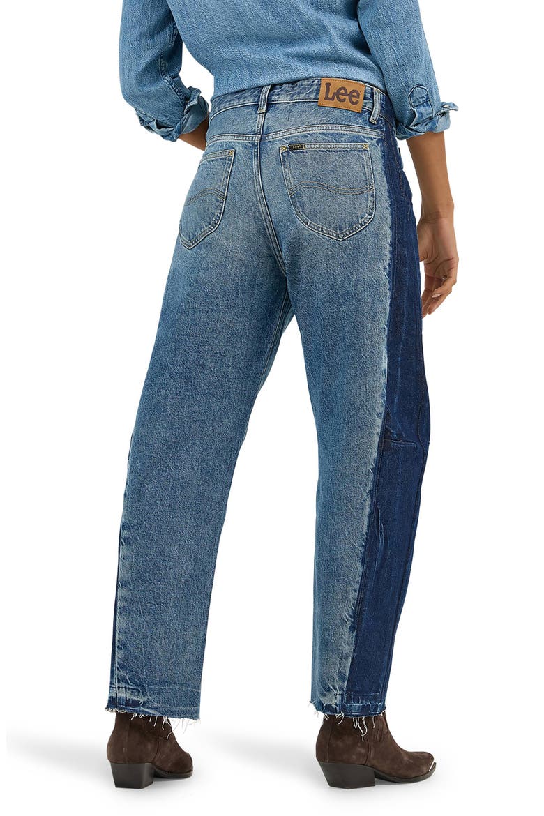 Rider Low Slung Raw Hem Barrel Leg Jeans, Alternate, color, BLISSFUL BLUE