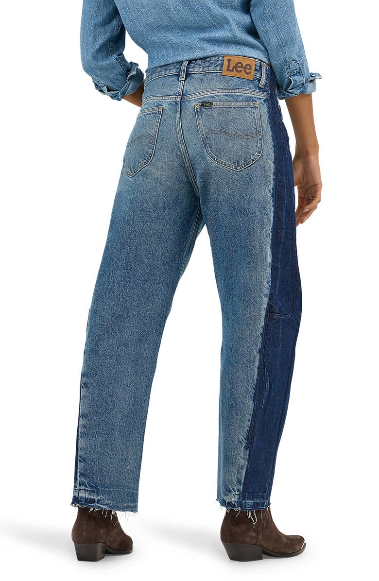 Lee Rider Low Slung Raw Hem Barrel Leg Jeans, Alternate, color, Blissful Blue