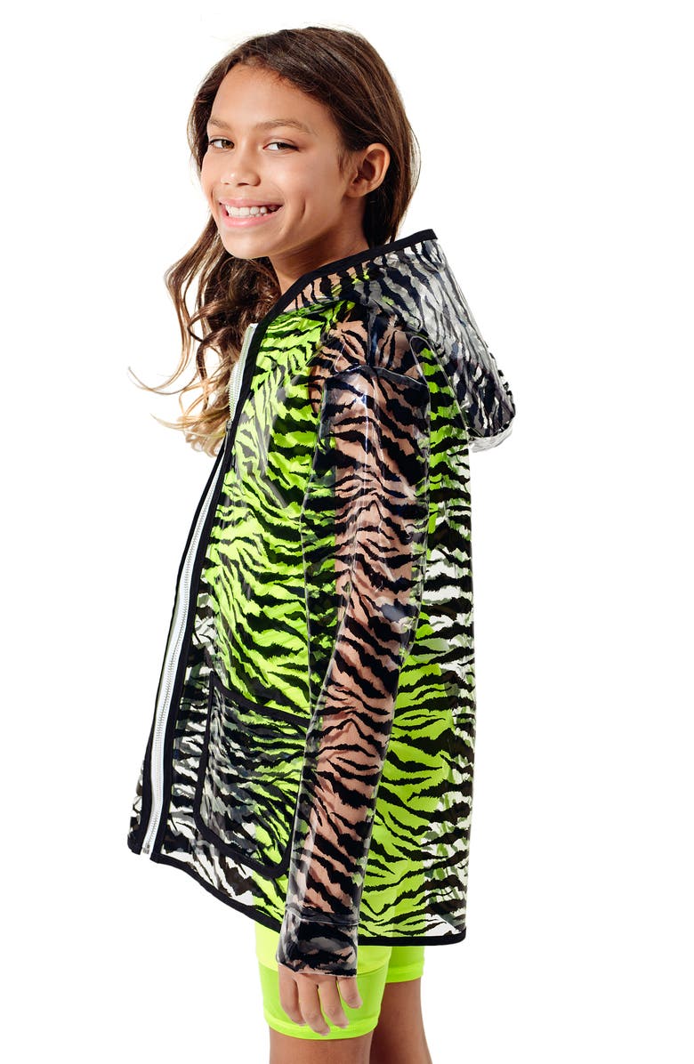 MIA New York Kids' Holographic Hooded Clear Raincoat, Alternate, color, 