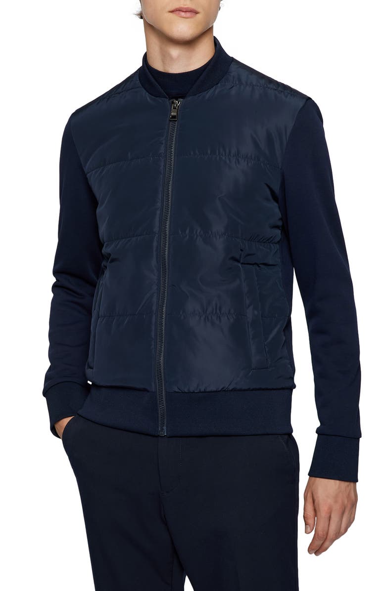 BOSS Skiles 38 Hybrid Bomber Jacket, Main, color, 