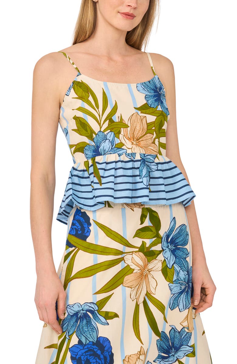 Halogen<sup>®</sup> Peplum Border Tank, Alternate, color, Eggnog