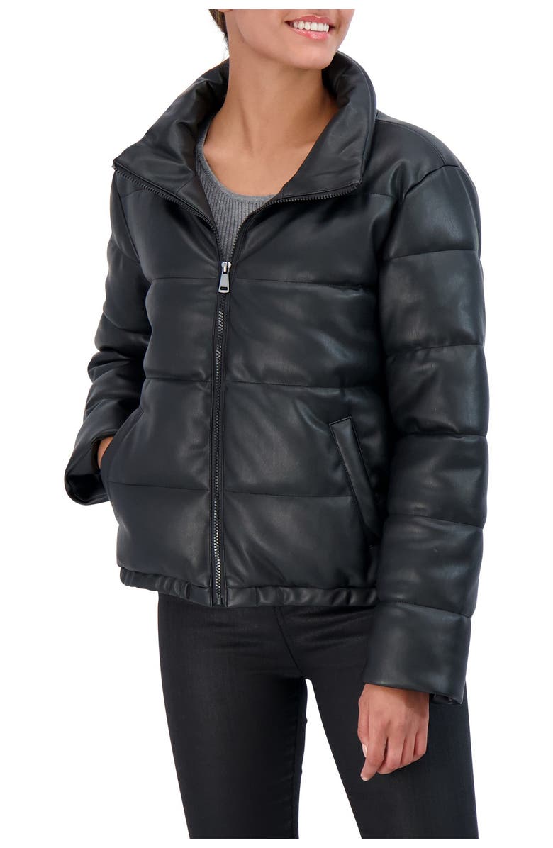Sebby Faux Leather Puffer Jacket, Main, color, 