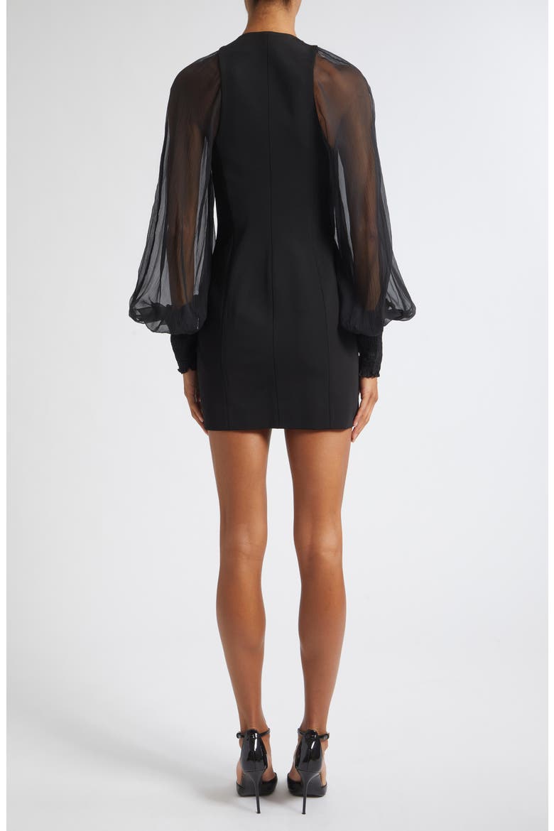 Sheer Long Sleeve Zip Minidress, Alternate, color, EAP BLACK/ BLACK