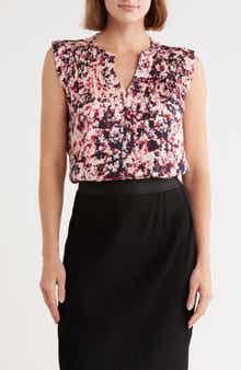BOSS Binalli Floral Ruffle Sleeveless Top