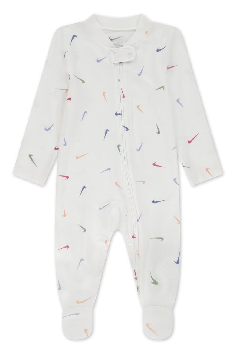Swoosh Print Footie, Main, color, SAIL